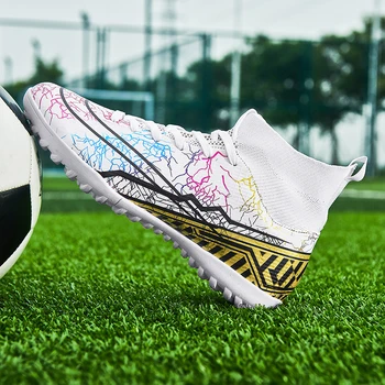 איכות נעלי כדורגל פקקים סי רונאלדו עמיד נעלי כדורגל משקל קל נוח Futsal נעלי ספורט סיטונאי Chuteira החברה