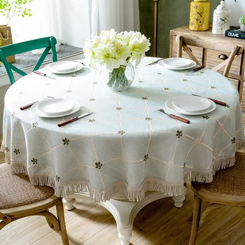 האמריקאי אור יוקרה גדול עגול מפת שולחן עמיד למים כותנה, פשתן בד שולחן משק בית קפה שולחן בד כיסוי