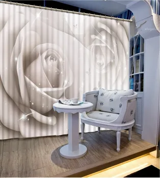 הדפסת 3D מודרנית אופנה עיצוב הבית גריי, רוז וילונות 3D אירופה פרח יפה הדפסת 3d מסך