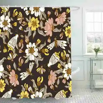 סגנון בוהו פרחים צבעוניים מנדלה נייטרלי גריי חדר מקלחת וילונות פוליאסטר עמיד למים Frabic וילון אמבטיה עם ווים