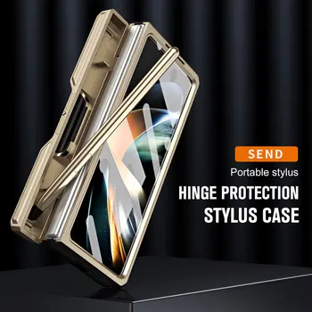 פגז סרט משולב ציר קיפול טלפון Case For Samsung Galaxy Z קיפול 5 4 מוסתר סוגר Shockproof כיסוי מגן עם עט